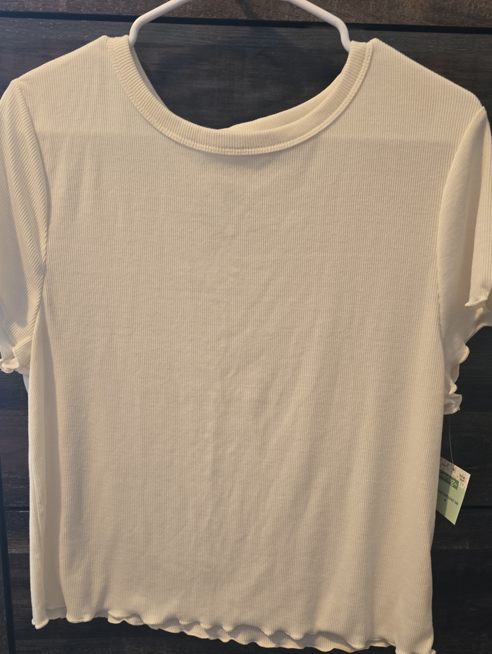 Rebel Sky Cream Textured Short Sleeve Tee Womens XL NWT